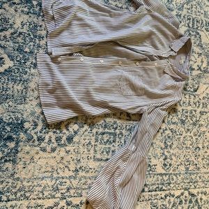 BP blue and white striped button down